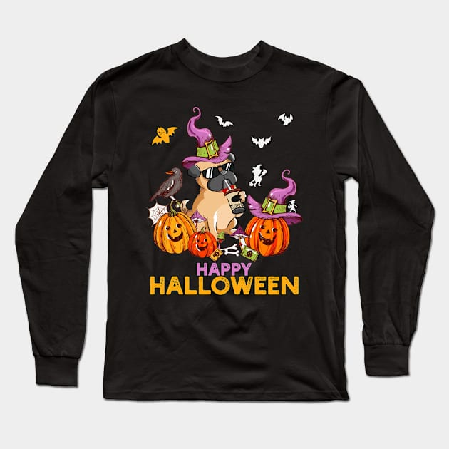 Pug Dog Halloween Pumpkin Costumes Thanksgiving Gift For Dog Lovers, Men, Women, Kids Long Sleeve T-Shirt by Hussein@Hussein